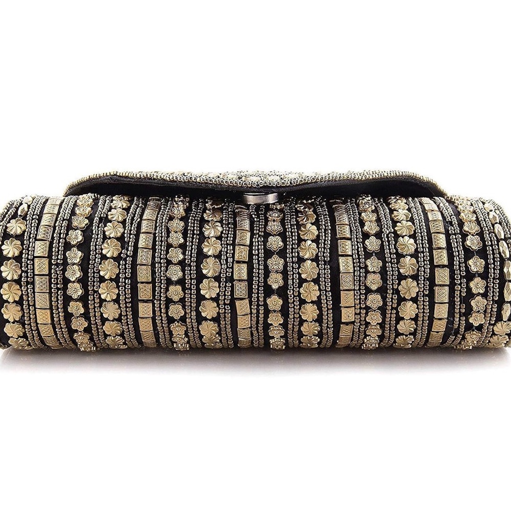 Chic Black and Gold Beaded Clutch / Purse - Picture 3 of 6